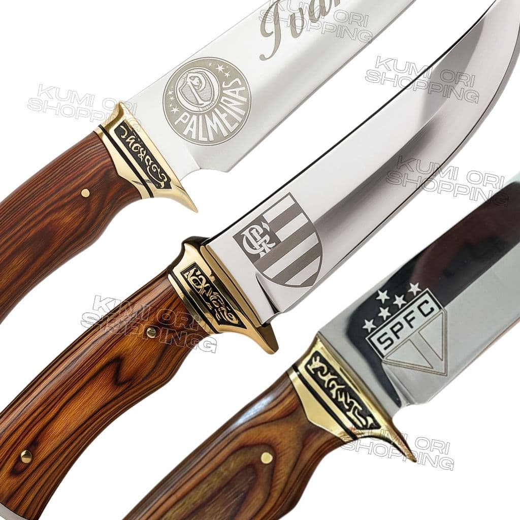 Faca para churrasco profissional luxo personalizada com emblema de time de futebol