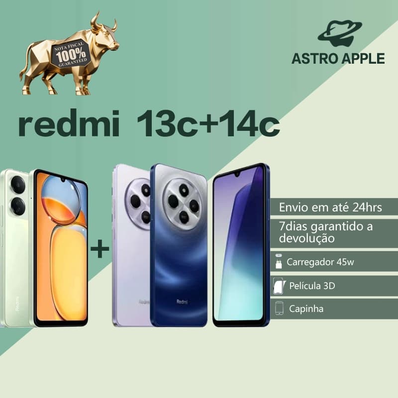 Original Celular Xiaomi Redmi 14C/13c  8GB+256GB Dual Sim 6.88/6.74'' Tela Smartphone Novo (versão global)