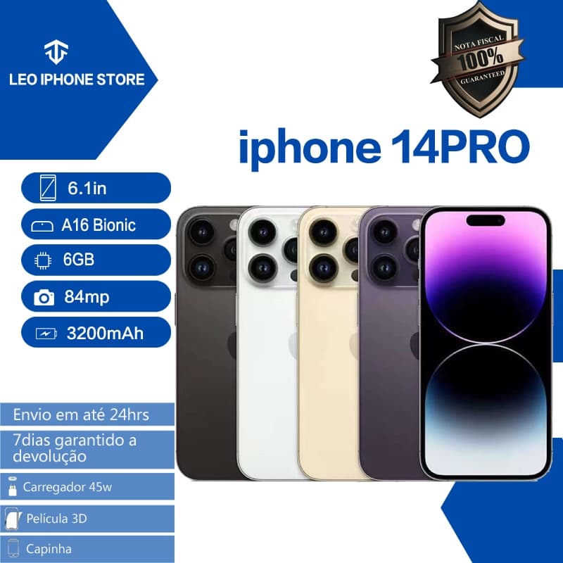 Anúncio iPhone 14 Pro 128GB/256GB original com garantia - quatro versões de cores