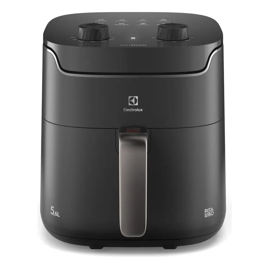 Air Fryer Electrolux por Rita Lobo 5,6L preta com alça cinza