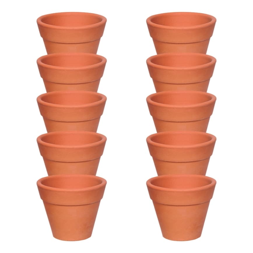 Dez mini vasos de cerâmica terracota para jardinagem, 8x7cm, ideais para cactos e orquídeas