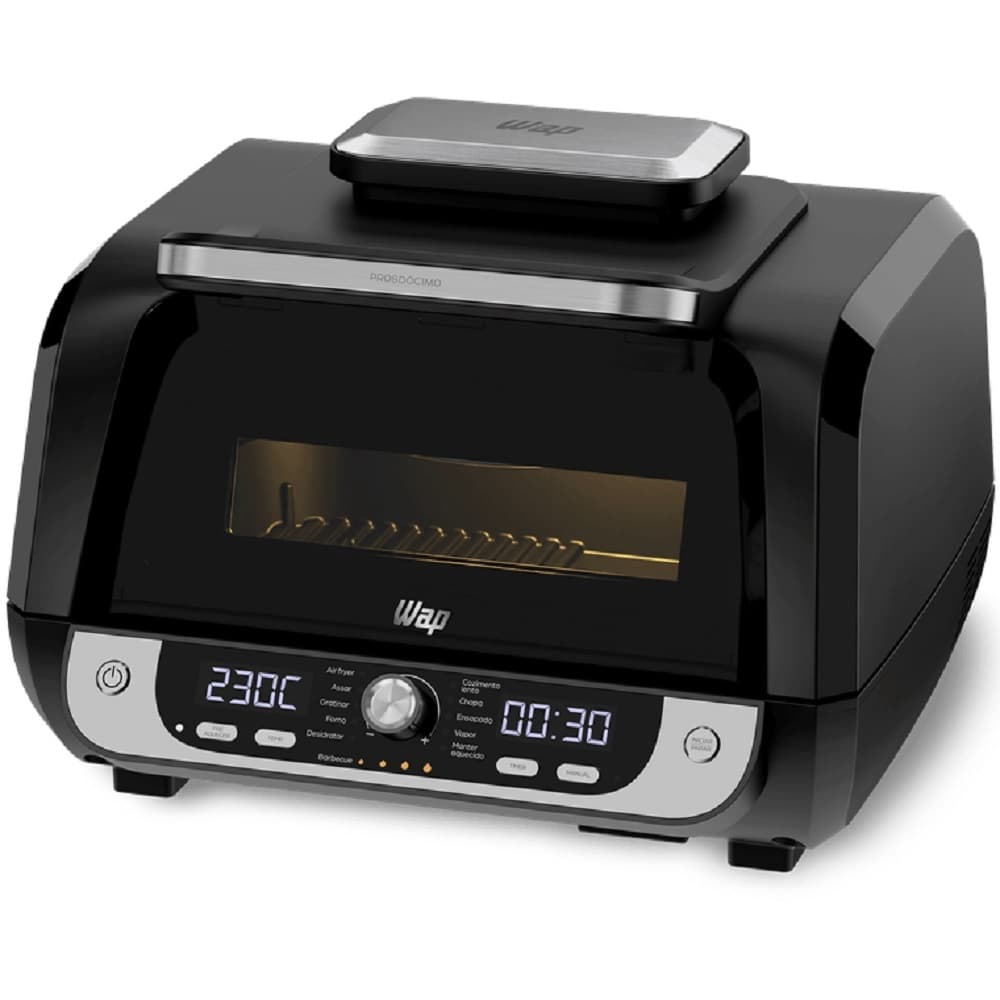 Fritadeira elétrica Air Fryer WAP Barbercue Digital Prosdócimo, 1700W, 10 Litros, Tampa de Vidro, 220V, cor preta