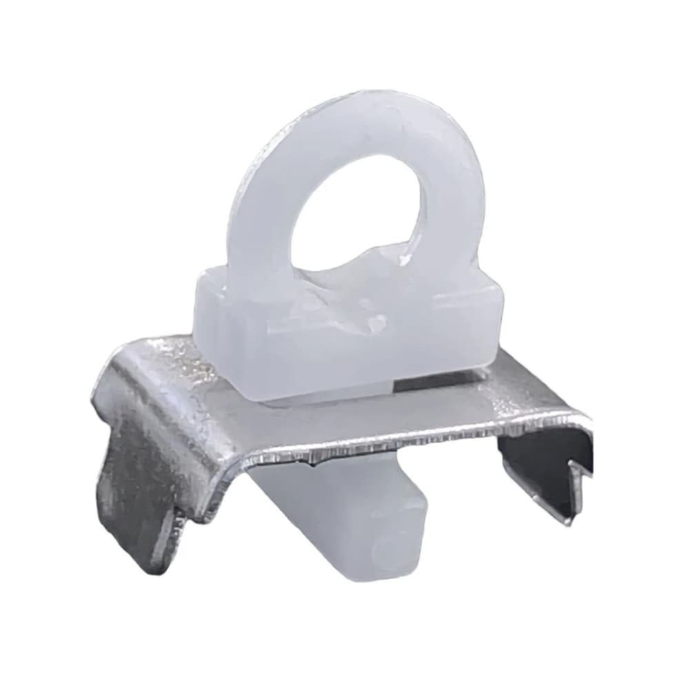 Kit terminal de metal para trilho com peça de plástico branco em gancho