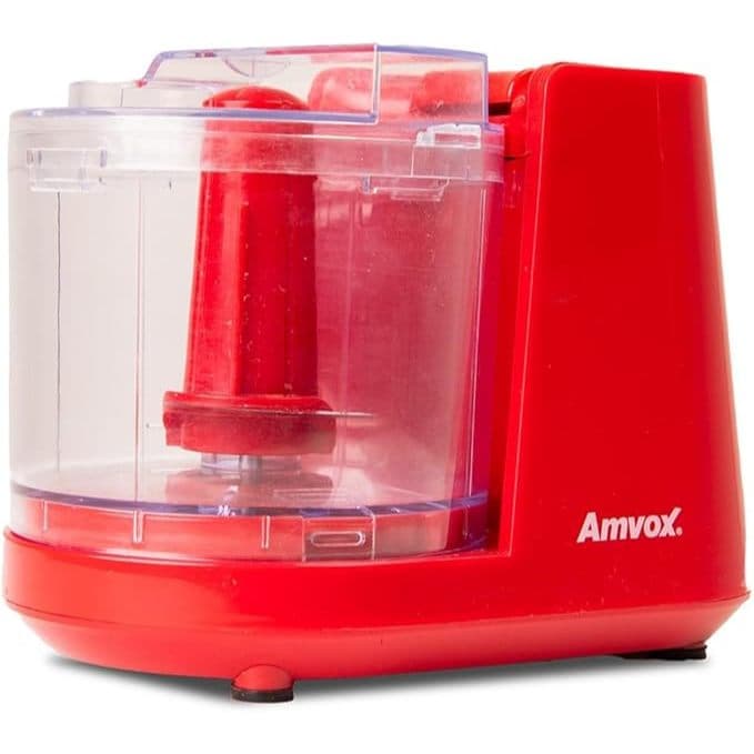 Mini Processador de Alimentos Amvox APR1001- 220V -Elétrico-  PRETO-VERMELHO