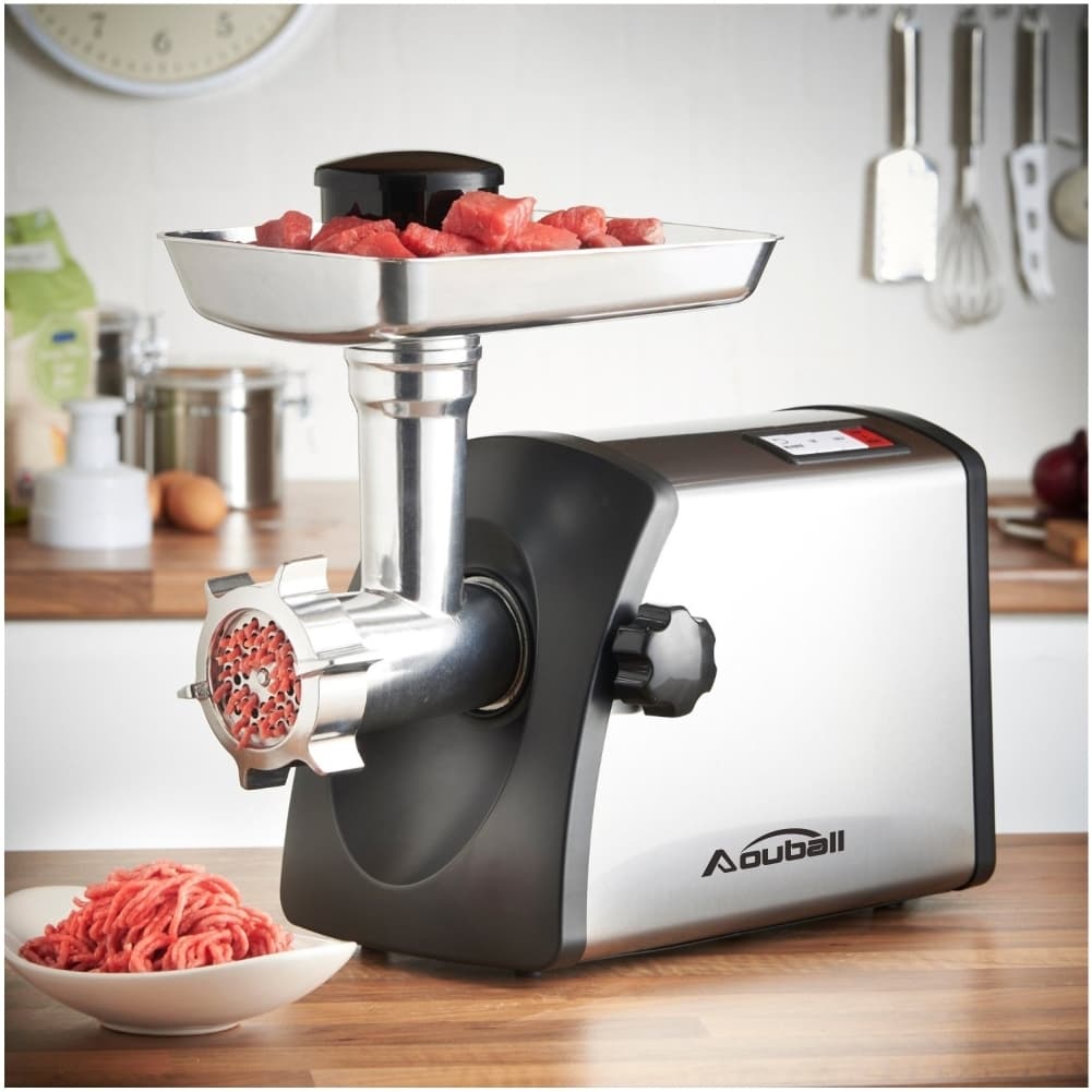 Moedor de carne elétrico Aouball, 1000W, preto e aço inoxidável, pronto para uso na cozinha