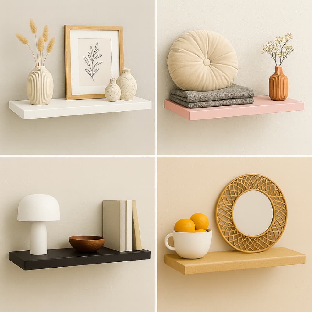 Prateleira Com Suporte Invisível 80x20cm Mdf 18mm Decoração Várias Cores Preto Branco Rosa MDF Cru 100% MDF