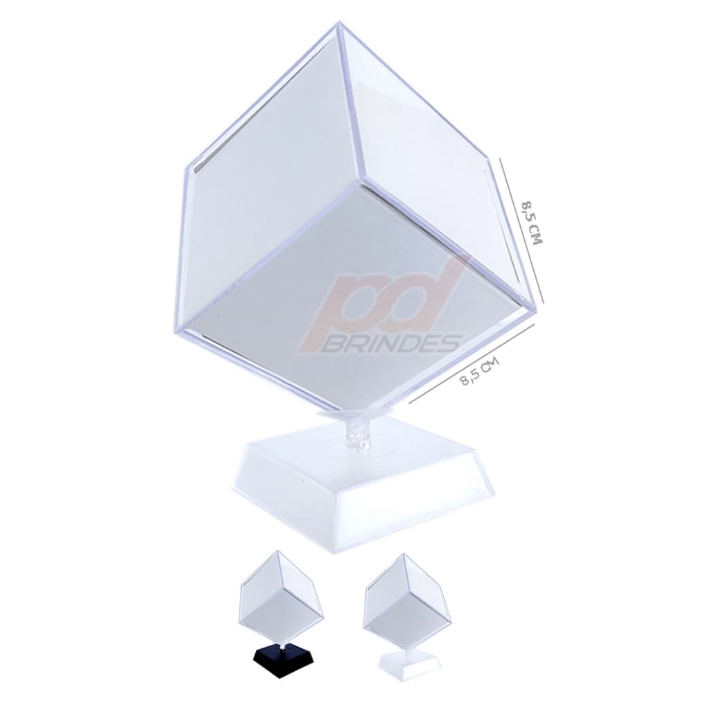 Cubo giratório transparente para porta retrato com 6 fotos - 8,5 cm - 5 unidades