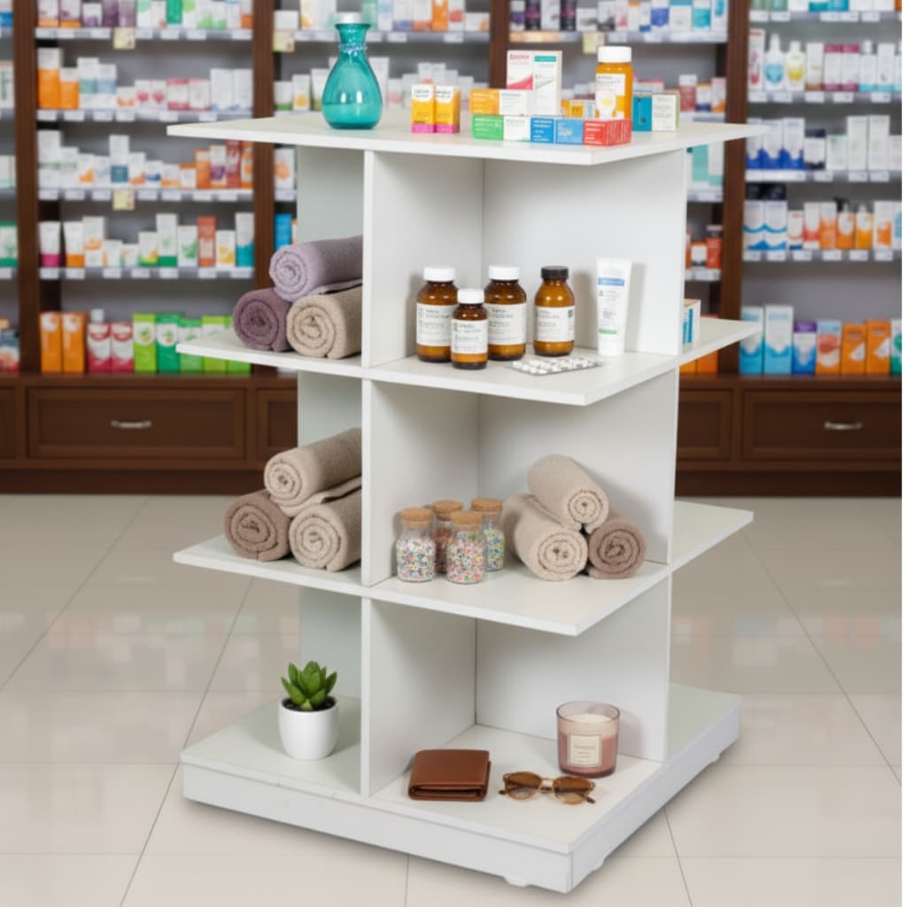 Balcão Loja Expositor Com Nicho Branco MDF Farmacia Roupas Central