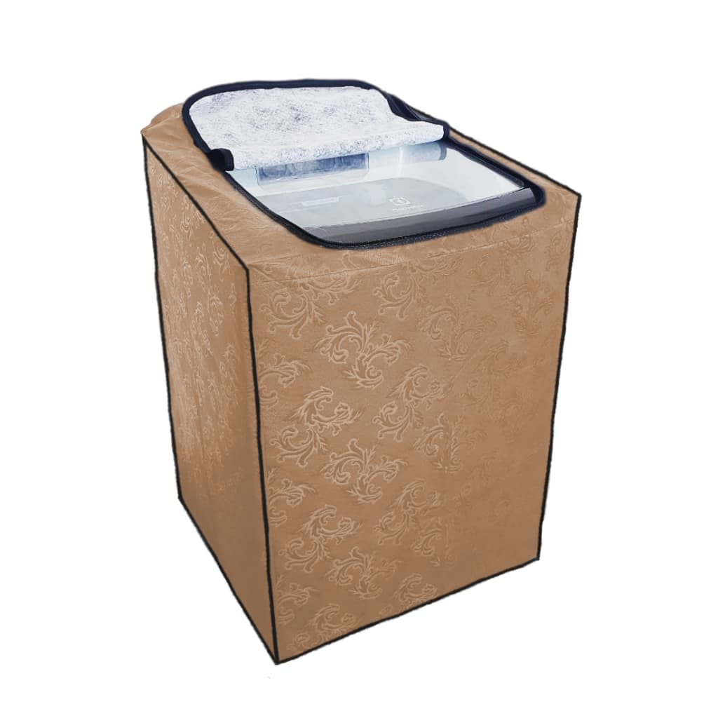 Capa impermeável para máquina de lavar roupas com design floral marrom