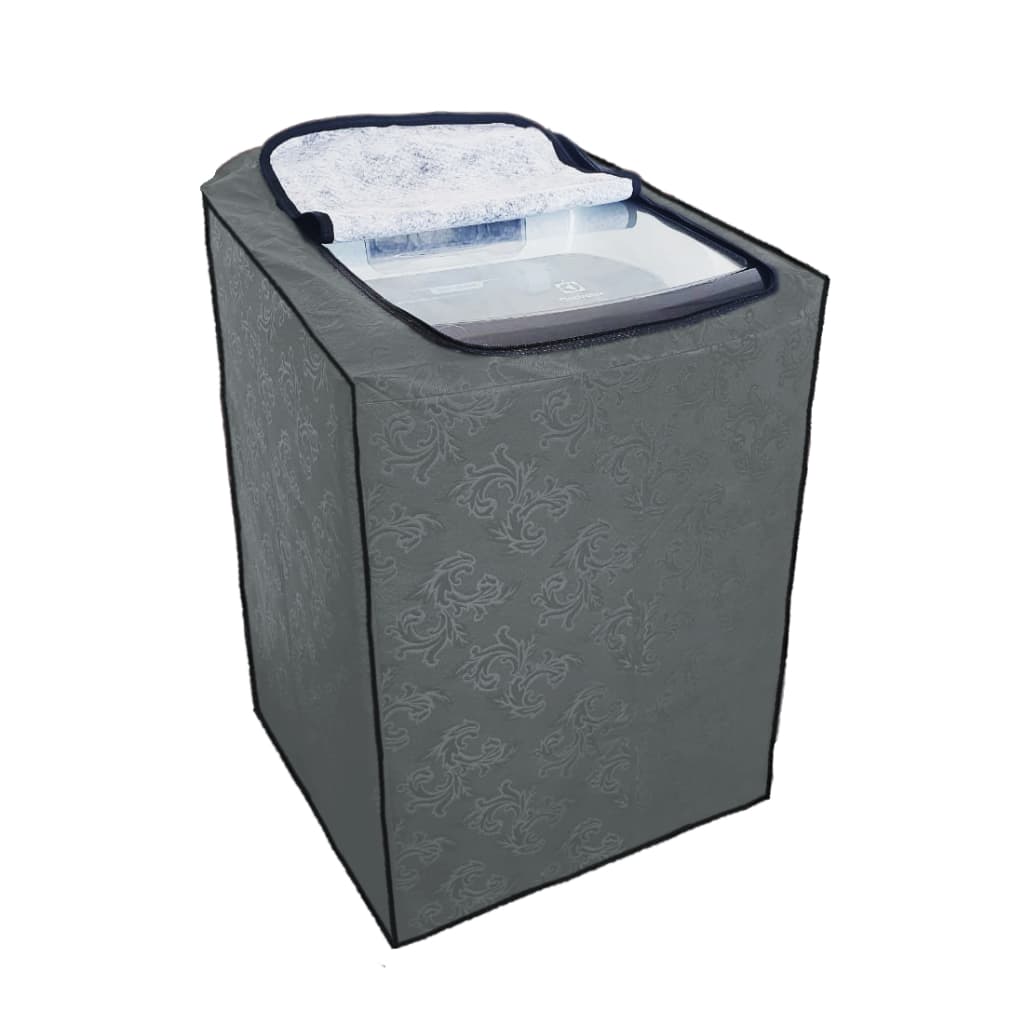 Capa impermeável para máquina de lavar roupas com design floral e tampa transparente