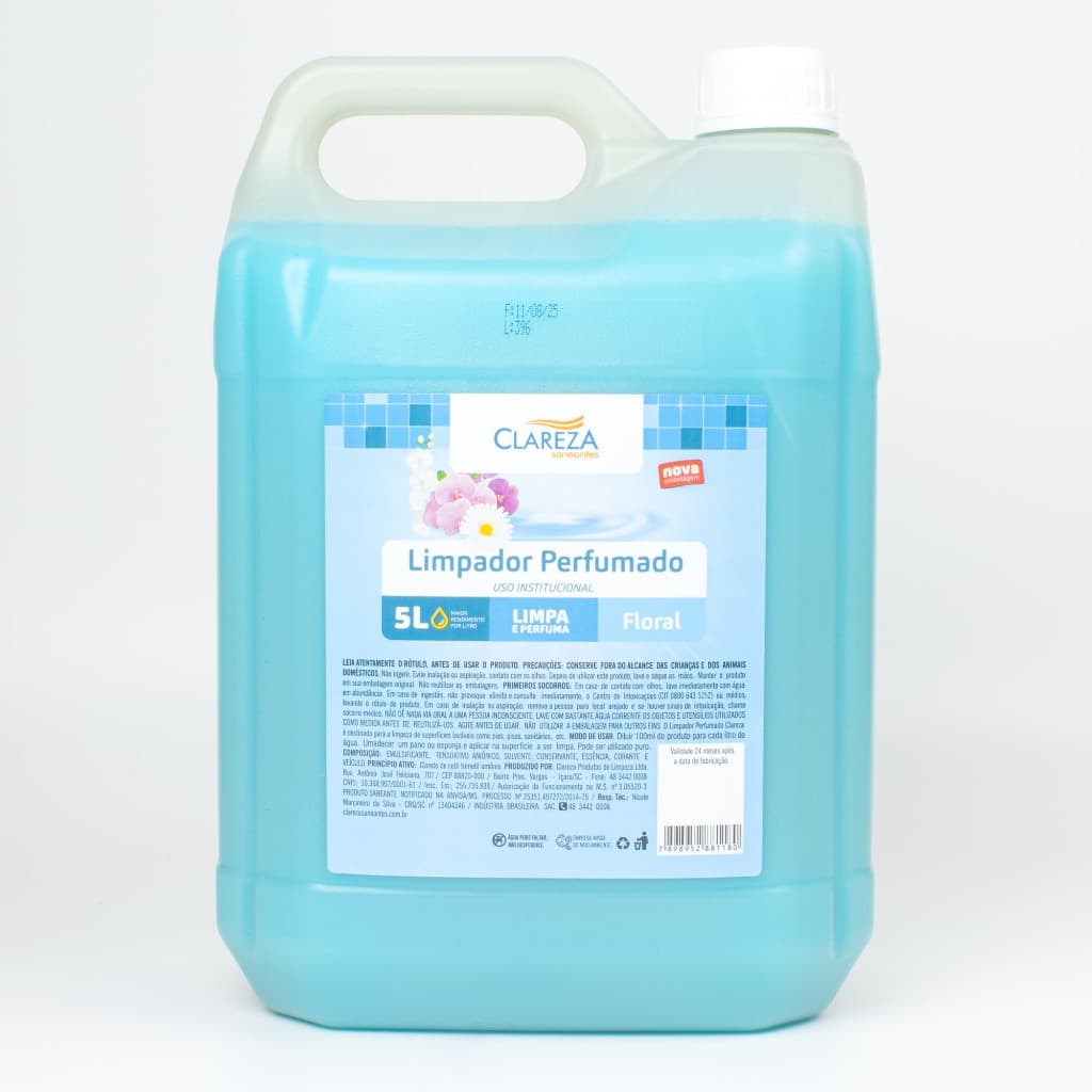 Limpador Perfumado Floral 5 Litros Clareza Saneantes Limpeza Geral ER Produtos de Limpeza