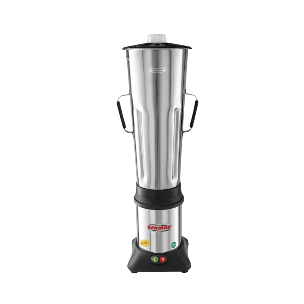 Liquidificador Industrial de 10 Litros Bermar BM 36 NR, cor prata, base preta, botão de controle.