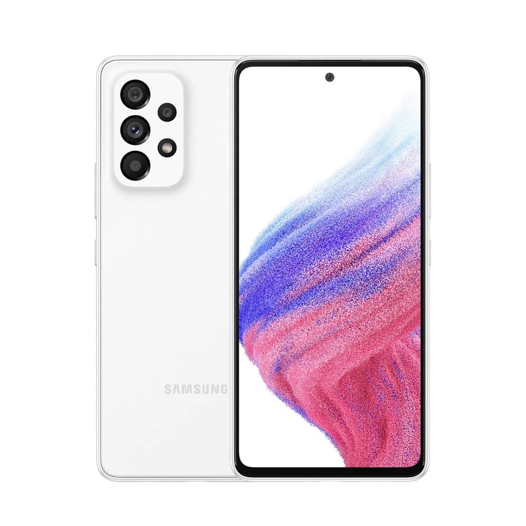 Smartphone Samsung Galaxy A53 5G 128GB 8GB RAM 6.5'' Câmera 64MP, branco, vista traseira