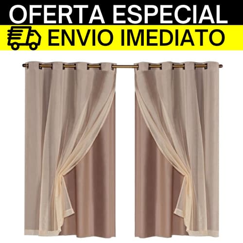 Cortinas de voil lisas com blackout, marrom escuro, 2,00 X 1,40 Mts, para quarto, sala, cozinha, escritório, apartamento.