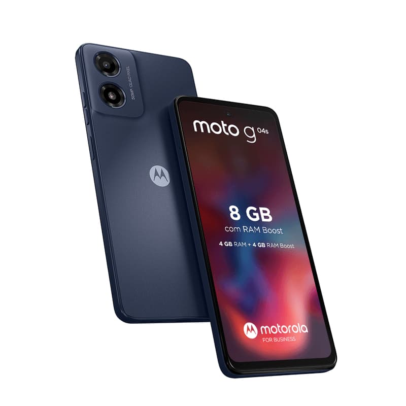 Motorola Moto G04s smartphone com 4GB RAM e 256GB ROM, bateria de 5000 mAh, azul escuro