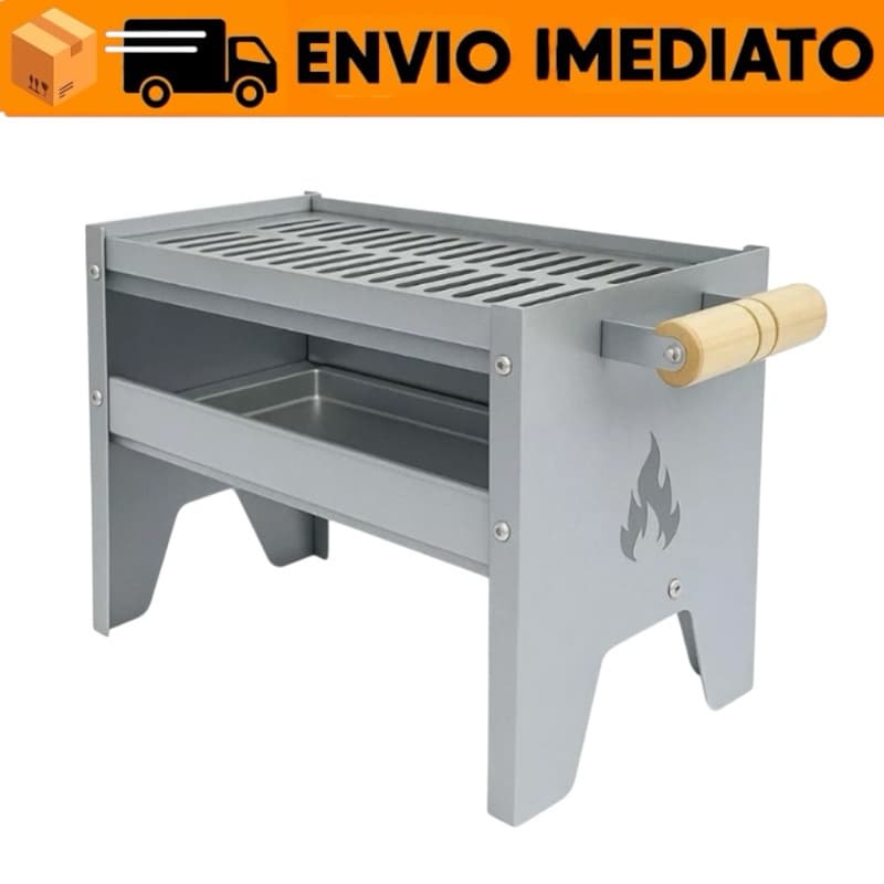 Churrasqueira Portátil Galvanizada Pequena para Carvão | Compacta e Resistente – Ideal para Camping e Viagens