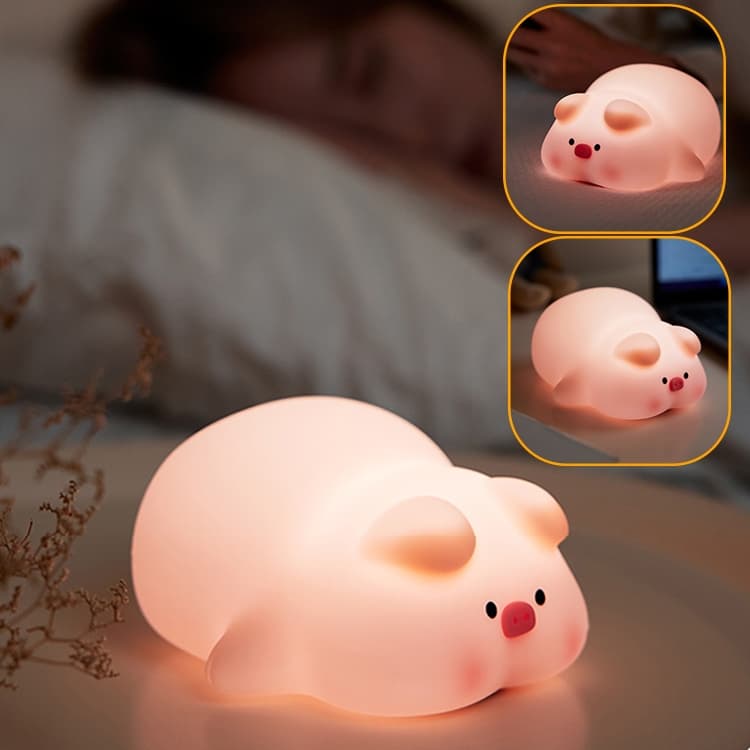 Luminária Abajur De Mesa Porquinho com Luz Quente e Confortável Recarregável Infantil Bebê