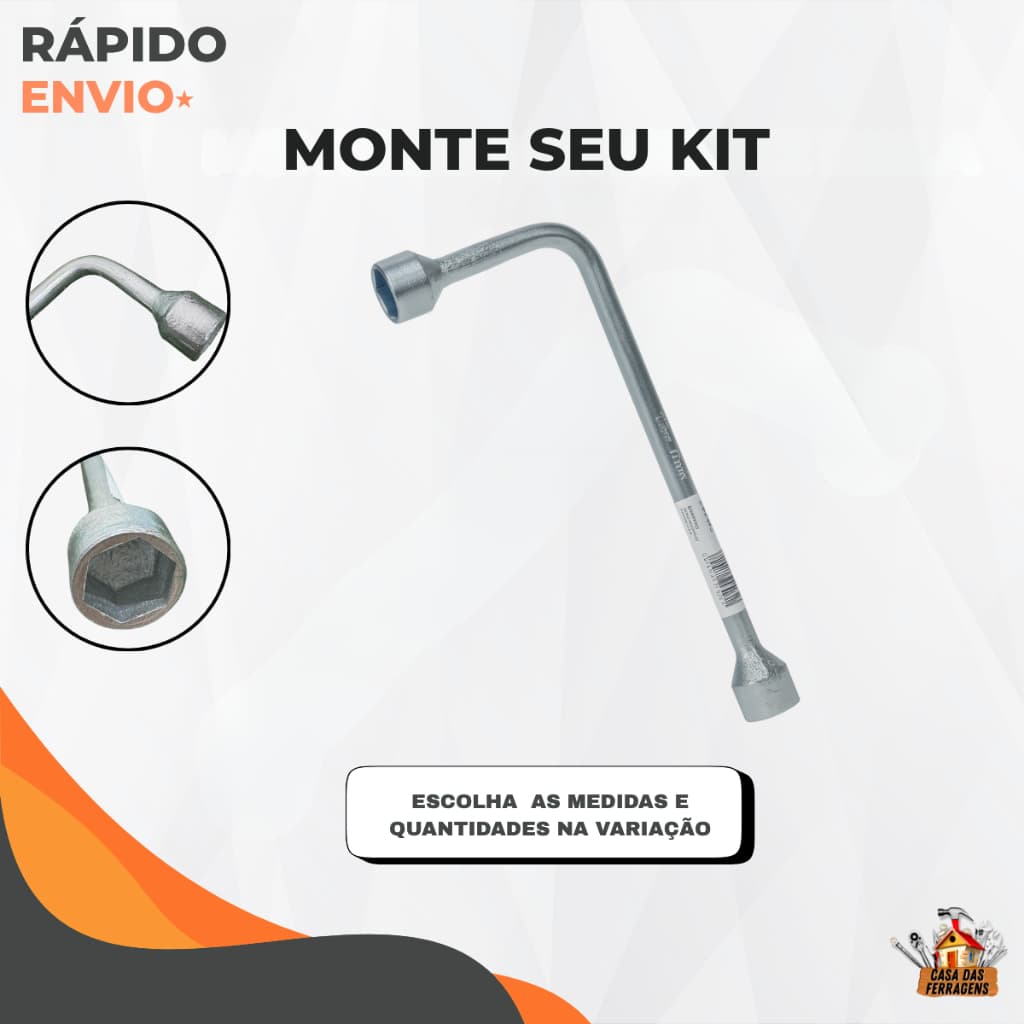 Kit Jogo de Chave Biela 6 a 19mm com múltiplos tamanhos, fundo branco.