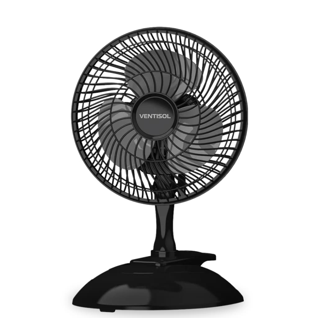 Mini Ventilador de Mesa Portátil 20 cm Ventisol Preto com 3 Pás - Imagem Principal