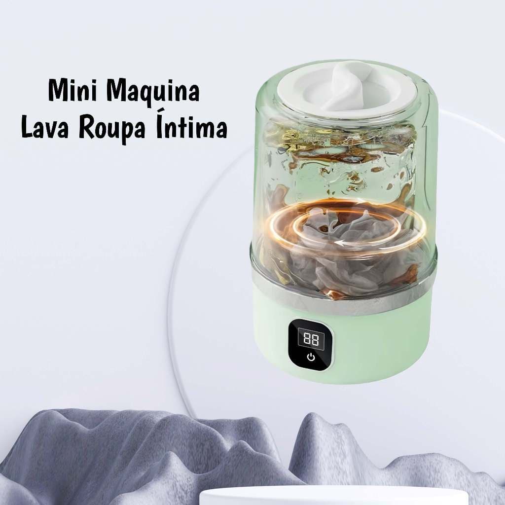 Mini máquina de lavar roupas íntimas verde com display digital
