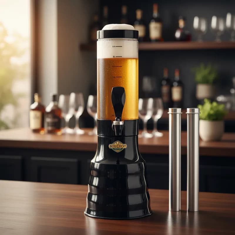 Torre Chopp 2 Litros C/ 2 Refil Copo Giratório Preta Beer Chopp
