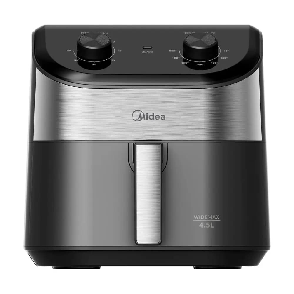 Fritadeira Air Fryer Midea Wide Max Cyclone 4,5L preto e aço