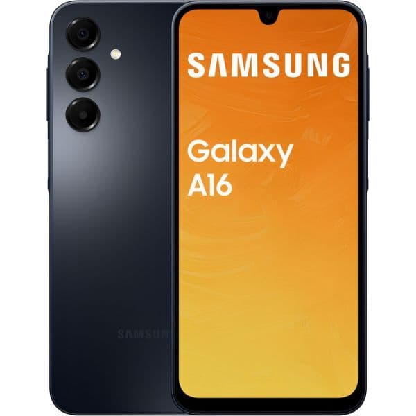 Celular Samsung Galaxy A16 SM-A165M Dual SIM preto com tela de 6.7 polegadas e câmera tripla traseira