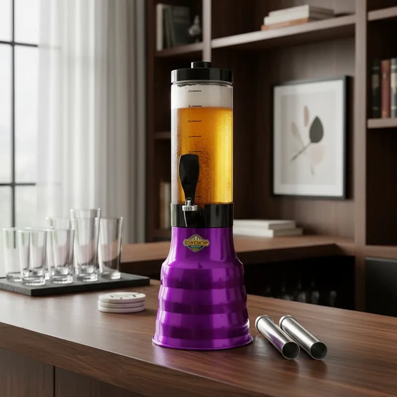 Torre Chopp 2 Litros Roxa com Tubo Congelante e Torneira Italiana