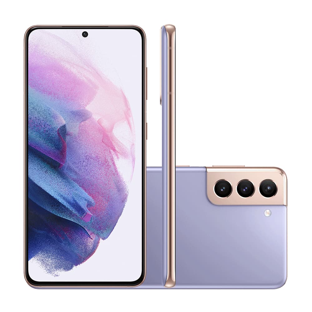 Smartphone Samsung Galaxy S21 Plus 5G com câmera quádrupla e design elegante
