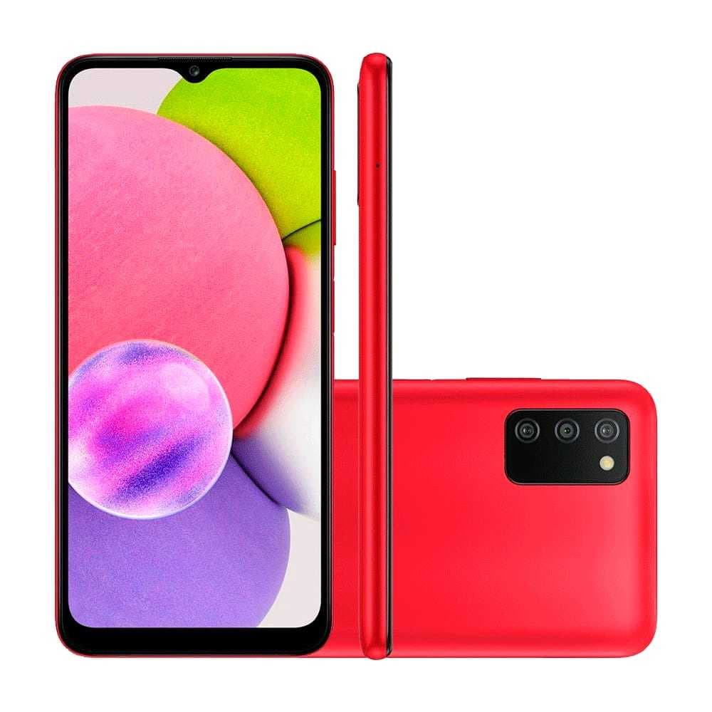 Smartphone Samsung Galaxy A03s 64GB 4G Wi-Fi Tela 6,5'' Dual Chip 4GB RAM Câmera Tripla Vermelho