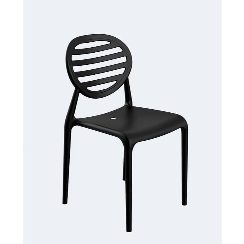 Cadeira Plástica Moderna Empilhável de Polipropileno preta para cozinha, varanda, jardim, área gourmet e restaurante