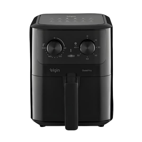 Air Fryer Elgin 4,2L Sem Óleo Frita Assar Potencia 1400W Cesto Quadrado Grande Limpeza Fácil Black Resist