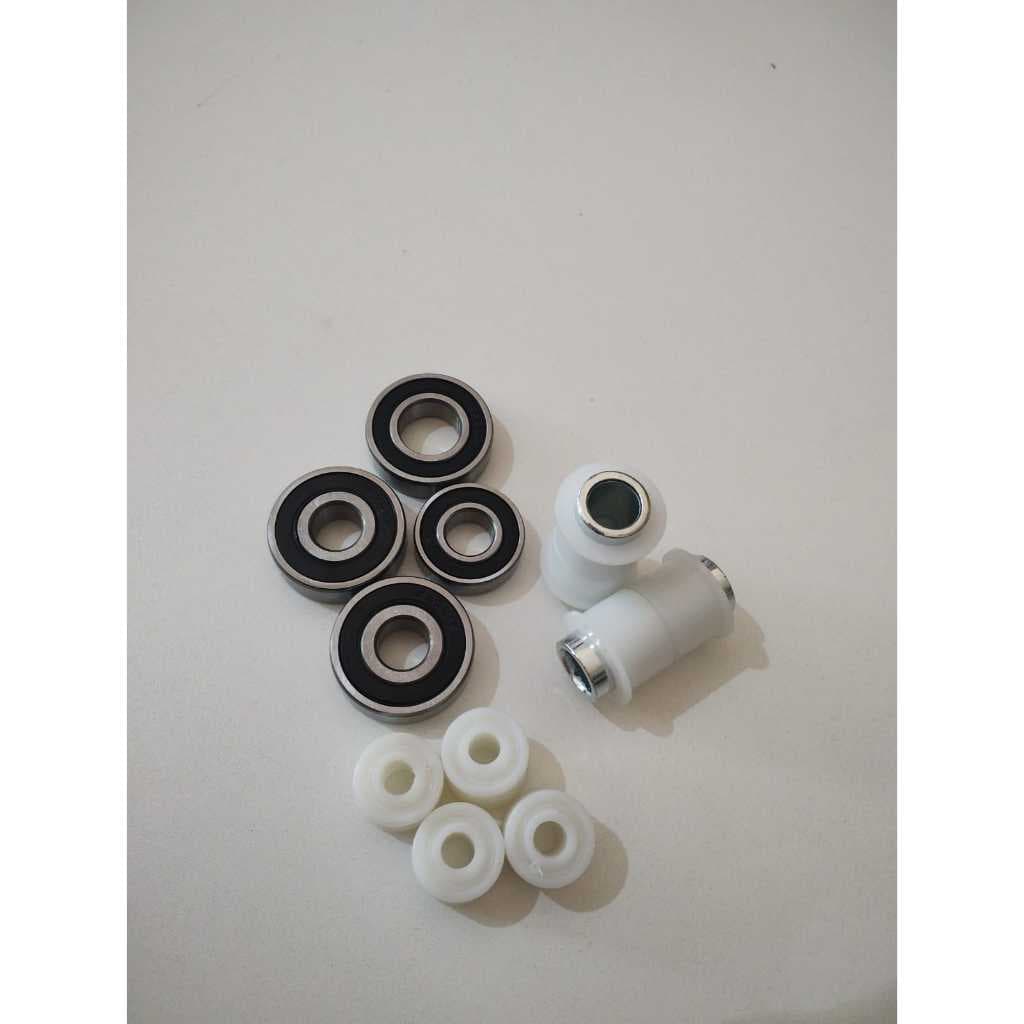Kit de rolamentos e peças para motocicleta Titan 125 com rolamentos pretos e brancos e peças plásticas brancas