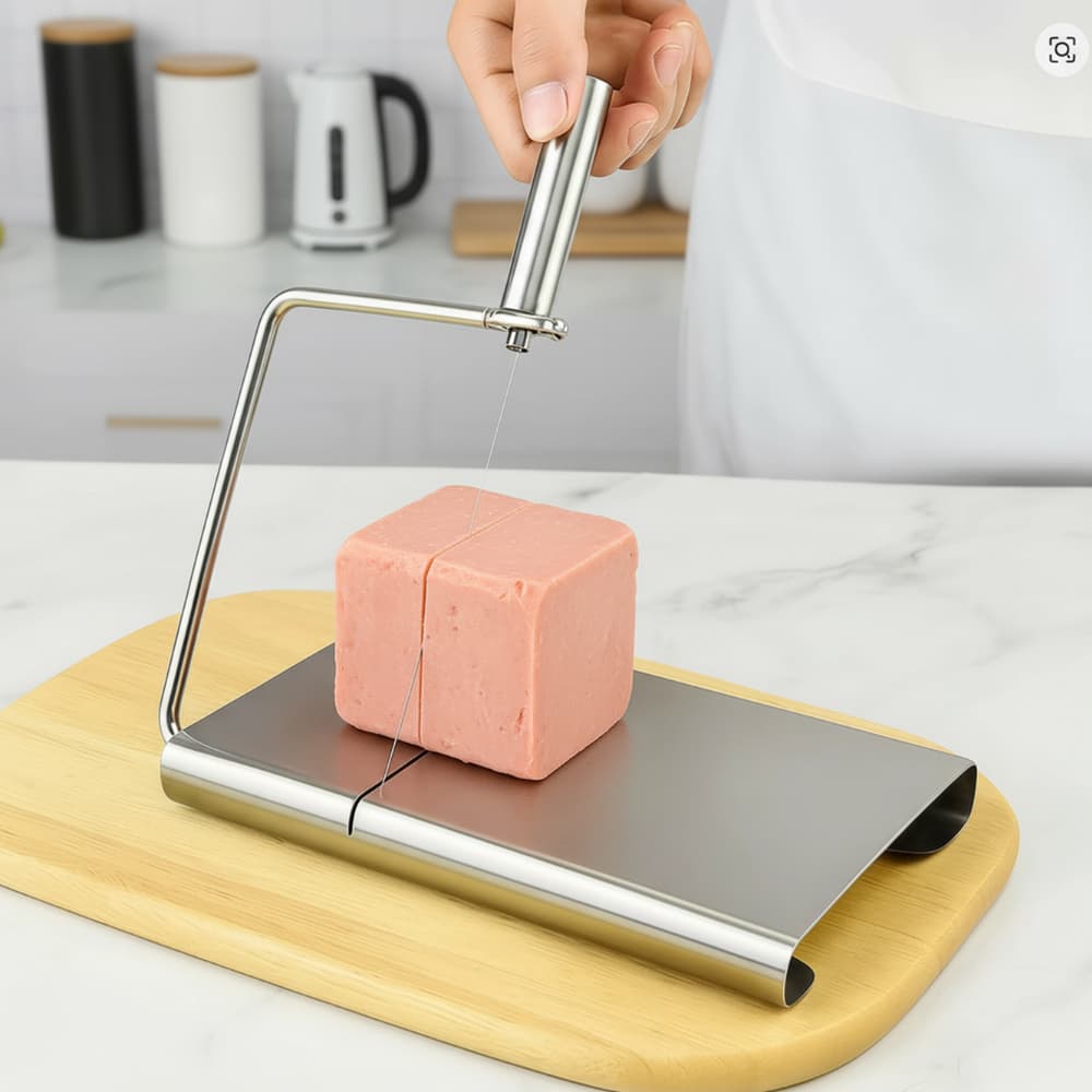 Fatiador de queijo profissional inox, corte de queijo rosa, aço inoxidável, cozinha