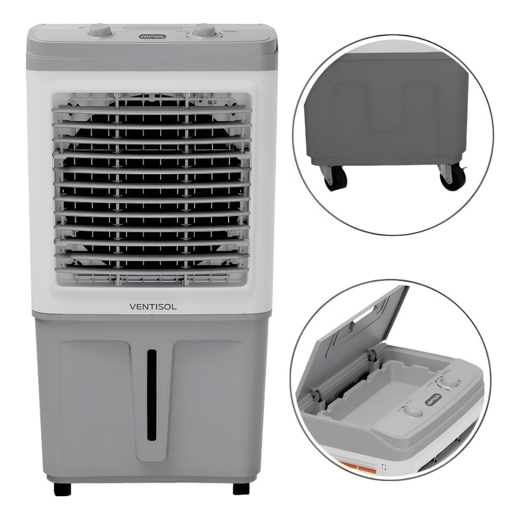 Climatizador de ar Ventisol 60L 150W Clin 60 Pro cinza e branco com tampa aberta