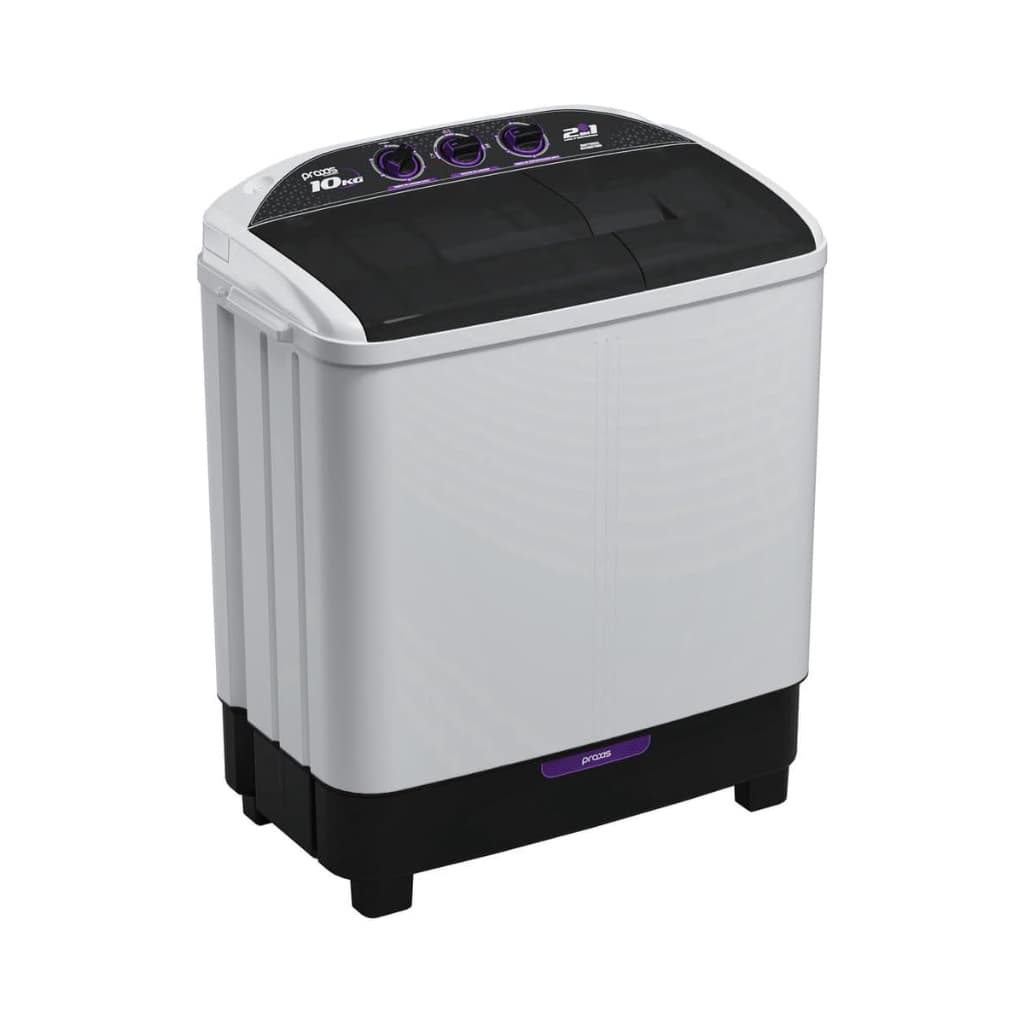 Máquina de lavar roupas centrífuga 10kg branca com controles de botão e visor digital