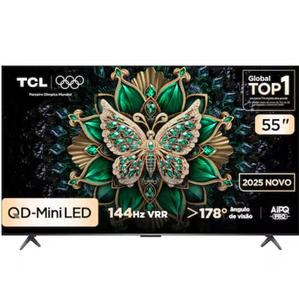 Smart TV TCL 55 polegadas 4K QD-Mini LED 144Hz com Google TV