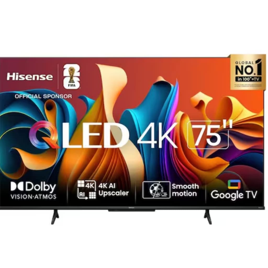 Smart TV 75'' UHD 4K QLED Hisense 75Q6N com Google TV, HDR10+, Dolby Atmos, Modo Esporte e Modo Jogo Plus
