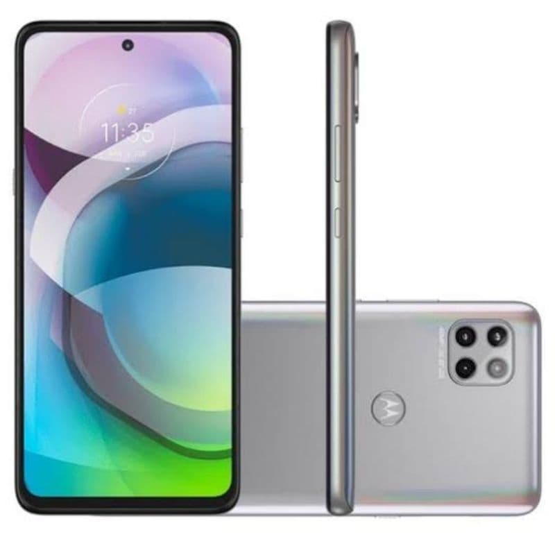 Motorola Moto G 5g 128gb Cinza - Smartphone com tela multicolorida e acabamento iridescente cinza metálico