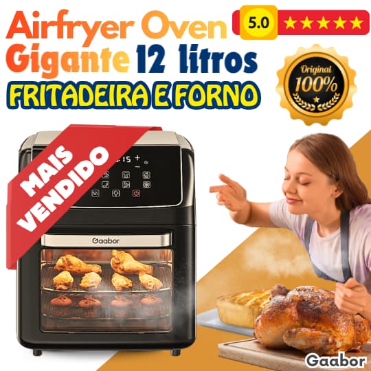 Fritadeira e forno Gaabor 12 litros com painel digital inteligente, preto, 2000W