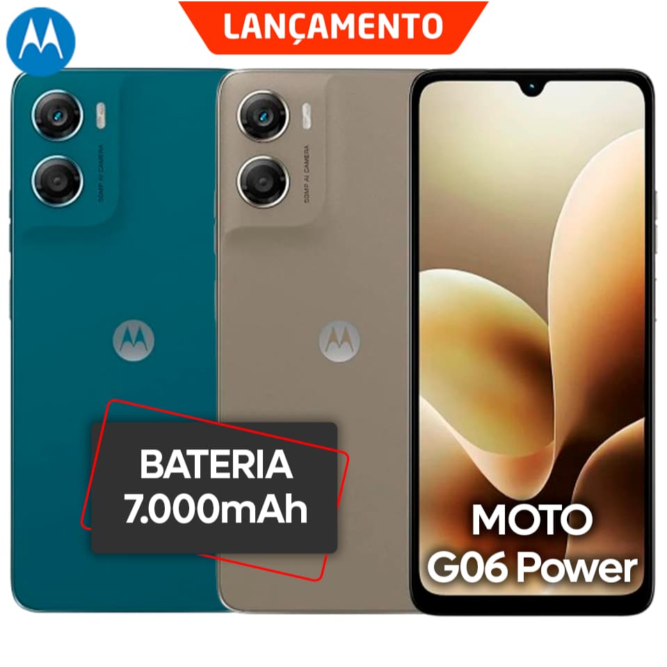 Celular Motorola Moto G06 POWER Tela 6.88" Dual-SIM Câmera Dupla 50MP 7000mAh 64GB 4GB Ram