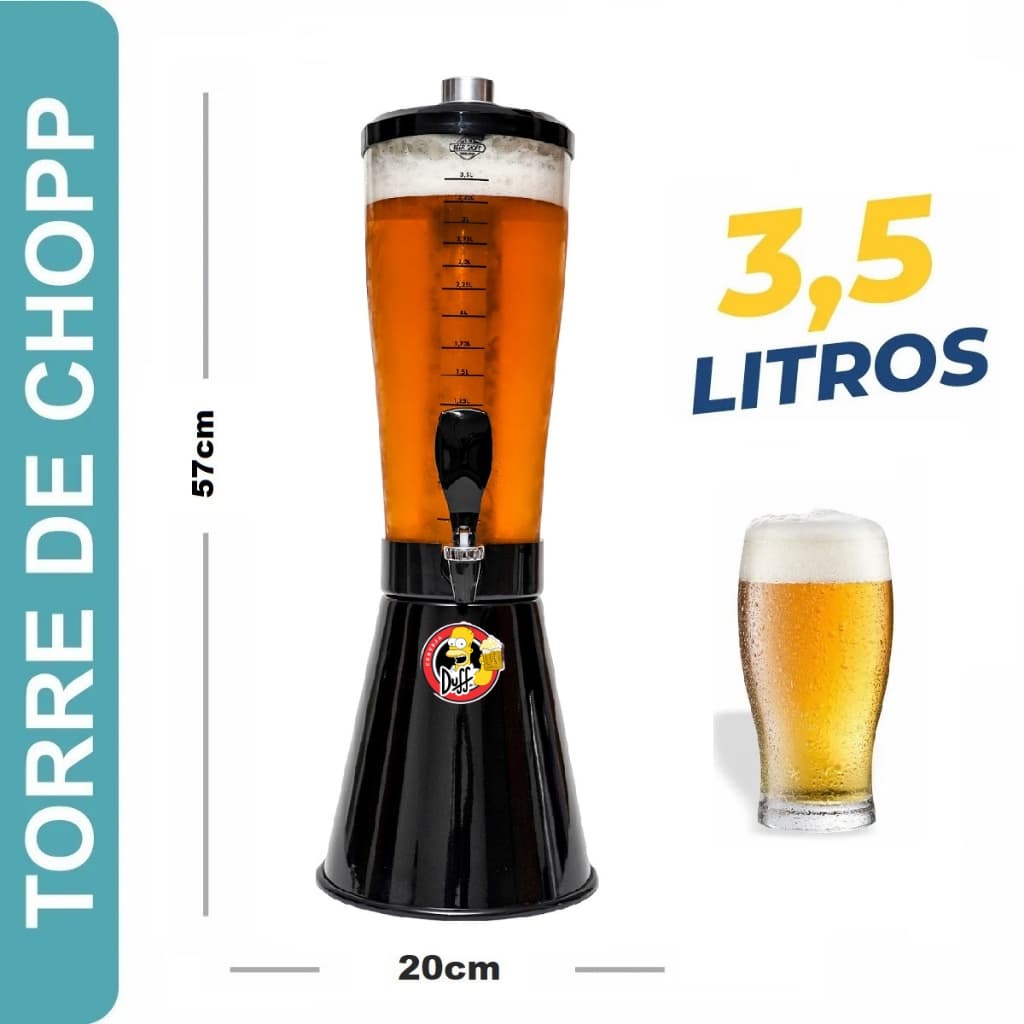 Chopeira Duff Cheers 3,5 Litros Giratória com Tubo Gelante Preto
