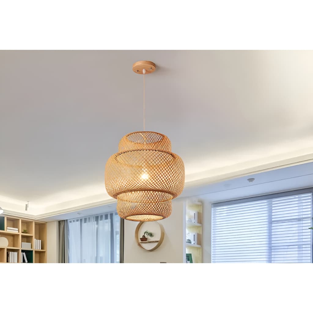 Pendente de bambu artesanal 30cm para decoração rústica boho
