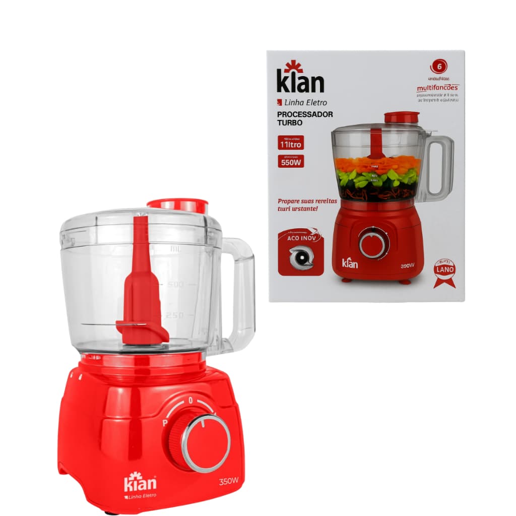 Processador de alimentos Kian vermelho 127V 350W com lâminas em inox