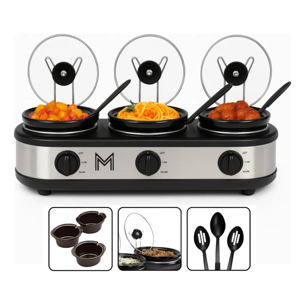 Triplo Buffet Elétrico Inox 127V 2,4L Rechaud (Mantém a Comida Aquecida) - Member's Mark