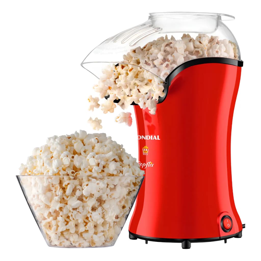 Pipoqueira Elétrica Mondial Popflix 1200W Sem Óleo - Pipoca Saudável Pronta em 3 Minutos