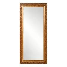 Espelho de chão grande com moldura dourada e design ornamentado