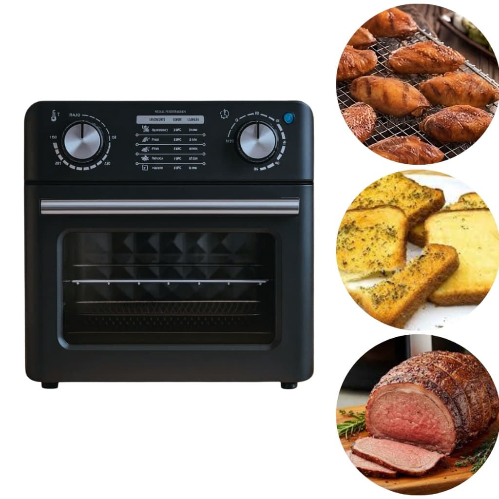Fritadeira Elétrica Air Fryer Oven 10 Litros 1000w Preta com Exemplos de Alimentos