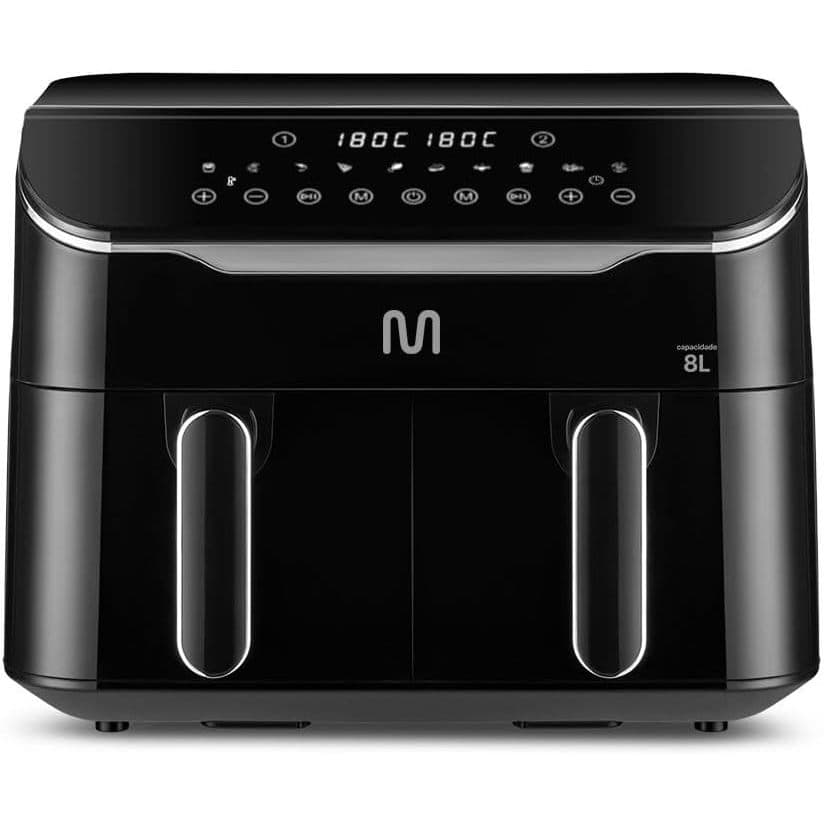 Fritadeira Elétrica sem óleo Air Fryer 8L Preta com 2 Gavetas 1800W 127V Multi - GO219