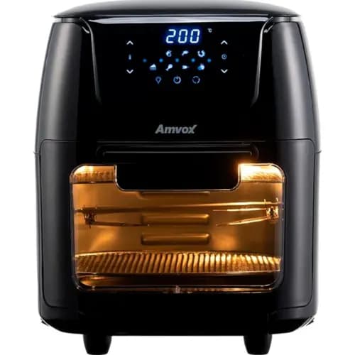 Fritadeira elétrica sem óleo Amvox ARF 1222 OVEN 12 litros 1700W 220V, preta com interior dourado